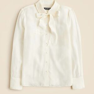 J. Crew White Long Sleeve Peter Pan Collar Blouse